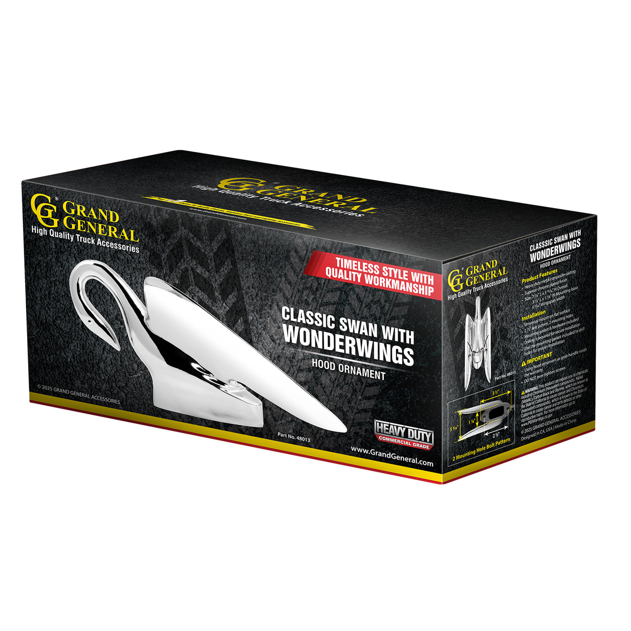 48013 Classic Swan with Wonderwings Hood Ornament - Grand General