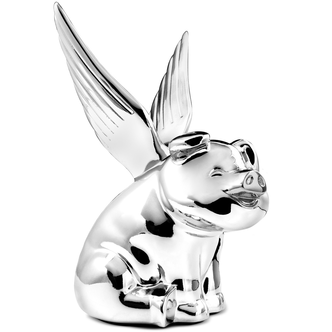 48201 Chrome Smiling Pig With Wings Hood Ornament - Grand General