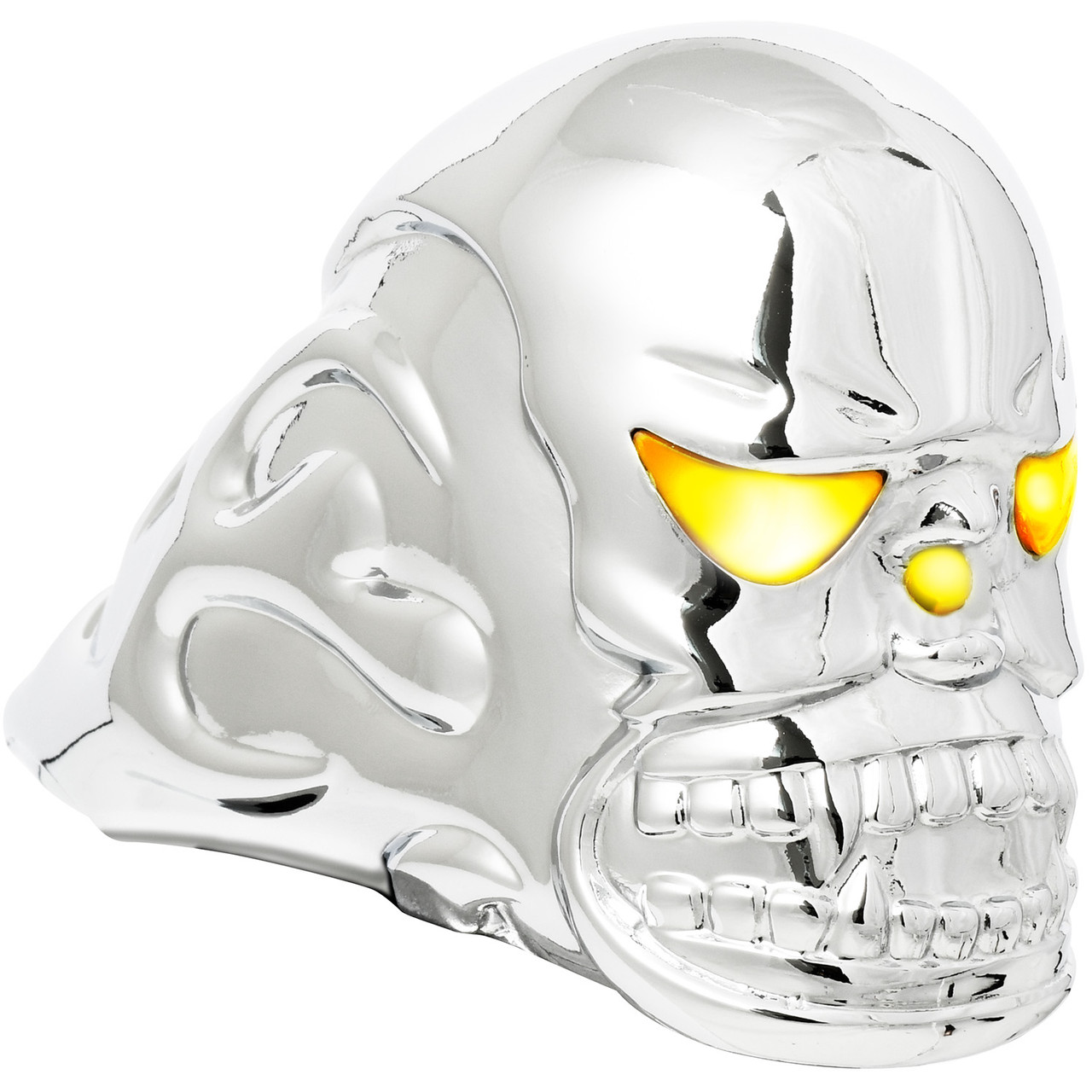 48370 Illuminated Chrome Flame Skull - Grand General Accessories LLC