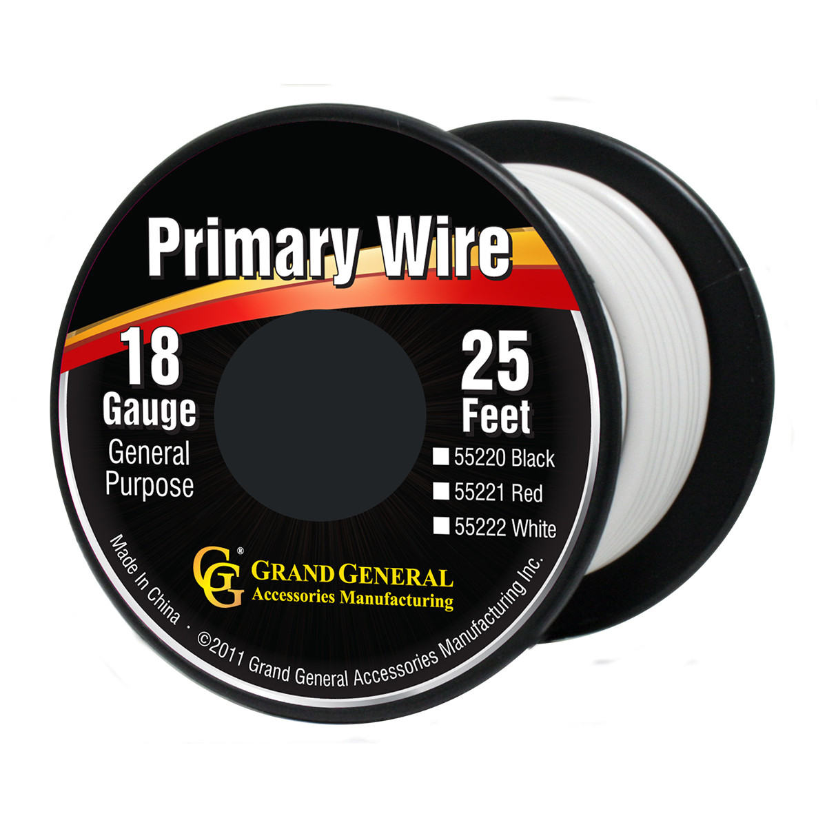1 Roll 55230 25 Feet Primary Wire Roll with Spool - Grand General Accessories LLC