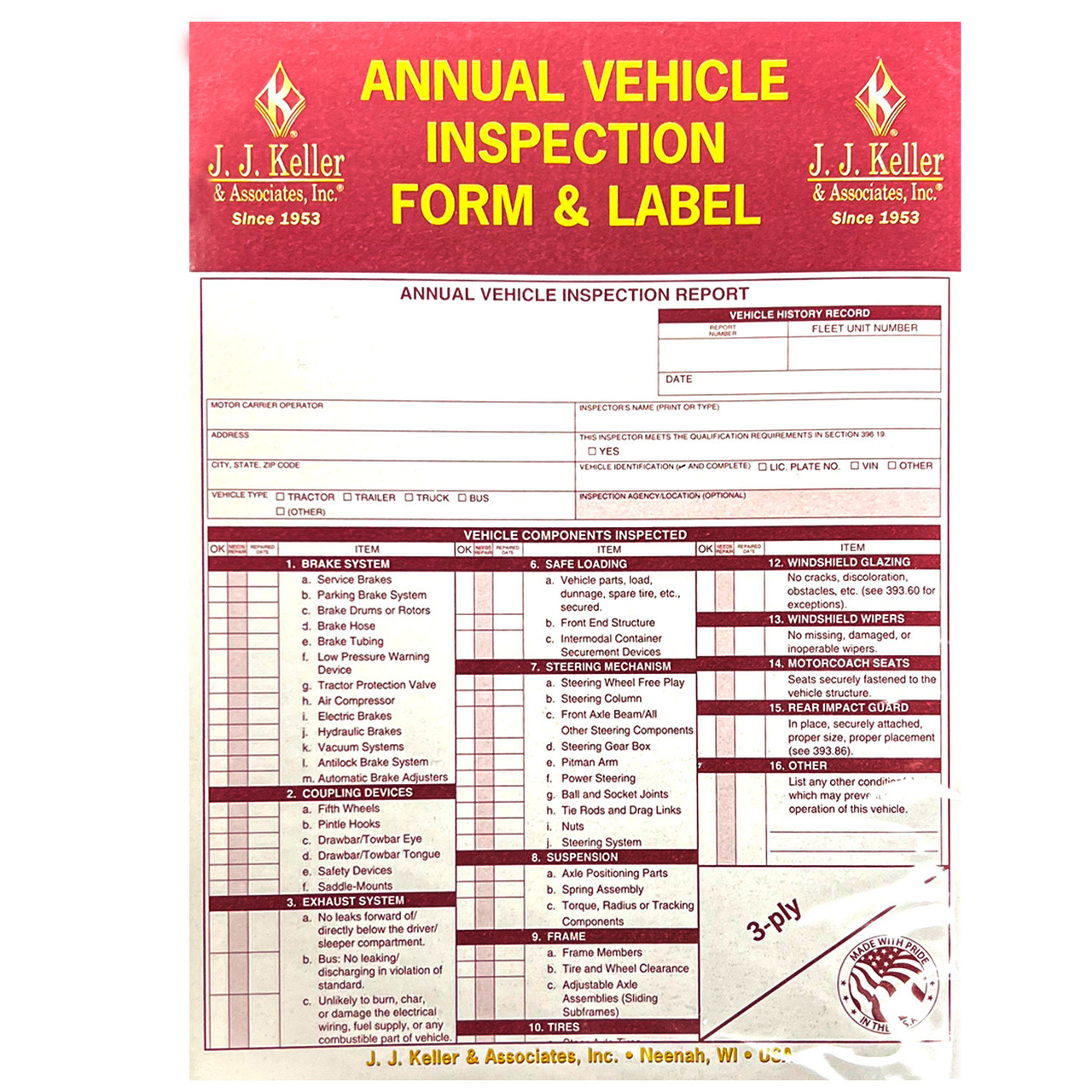99909 Annual Vehicle Inspection Report with Labels - Grand General ...