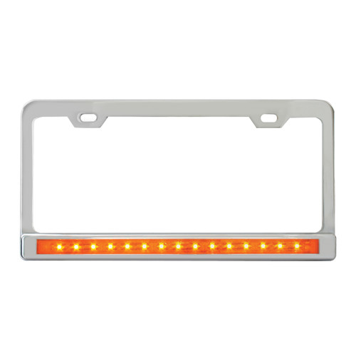60450 License Plate Frame w/ 2 Holes, 12" LED & Chrome Plastic Bezel