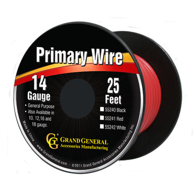 55241 25 Feet Primary Wire Roll with Spool - Grand General Accessories LLC