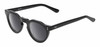 Profile View of Reptile Malayemys Designer Polarized Sunglasses with Custom Cut Smoke Grey Lenses in Gloss Black Ladies Panthos Full Rim Acetate 44 mm