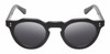 Front View of Reptile Malayemys Designer Polarized Sunglasses with Custom Cut Smoke Grey Lenses in Gloss Black Ladies Panthos Full Rim Acetate 44 mm