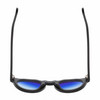 Top View of Reptile Malayemys Designer Polarized Sunglasses with Custom Cut Blue Mirror Lenses in Gloss Black Ladies Panthos Full Rim Acetate 44 mm