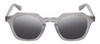 Front View of Reptile Liaochelys Designer Polarized Sunglasses with Custom Cut Smoke Grey Lenses in Smoke Grey Crystal Silver Unisex Panthos Full Rim Acetate 48 mm