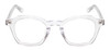 Front View of Reptile Liaochelys Designer Reading Eye Glasses with Custom Cut Powered Lenses in Clear Crystal Silver Unisex Panthos Full Rim Acetate 48 mm