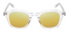Front View of Reptile Liaochelys Unisex Polarized Sunglasses Clear Crystal Silver 48 mm 4 Opt. with Custom Cut Gold Mirror Lenses