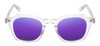 Front View of Reptile Liaochelys Unisex Polarized Sunglasses Clear Crystal Silver 48 mm 4 Opt. with Custom Cut Silver Mirror Lenses
