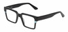 Profile View of Reptile Leatherback Designer Bi-Focal Prescription Rx Eyeglasses in Gloss Black Crystal Blue Unisex Rectangular Full Rim Acetate 52 mm