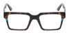 Front View of Reptile Leatherback Designer Progressive Lens Prescription Rx Eyeglasses in Brown Tortoise Havana Blue Crystal Unisex Rectangular Full Rim Acetate 52 mm
