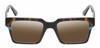 Front View of Reptile Leatherback Designer Polarized Sunglasses with Custom Cut Amber Brown Lenses in Brown Tortoise Havana Blue Crystal Unisex Rectangular Full Rim Acetate 52 mm