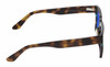 Side View of Reptile Leatherback Designer Polarized Sunglasses with Custom Cut Blue Mirror Lenses in Brown Tortoise Havana Blue Crystal Unisex Rectangular Full Rim Acetate 52 mm