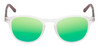 Front View of Reptile Mata Unisex Polarized Sunglass Clear Crystal Tortoise Havana 47mm 4 Opt. with Custom Cut Green Mirror Lenses