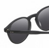 Close Up View of Reptile Mata Designer Polarized Sunglasses with Custom Cut Smoke Grey Lenses in Matte Black Unisex Panthos Full Rim Acetate 47 mm