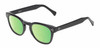 Profile View of Reptile Chelidae Designer Polarized Reading Sunglasses with Custom Cut Powered Green Mirror Lenses in Gloss Black Unisex Panthos Full Rim Acetate 49 mm