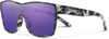 Profile View of Suncloud Biff Polarized Square Semi-Rimless XL Sunglasses Unisex Acetate 153 mm in Matte Ice Tortoise & Purple Mirror