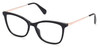 Profile View of Max&Co MO5051-001 Designer Reading Eye Glasses with Custom Cut Powered Lenses in Gloss Black Rose Gold Ladies Cat Eye Full Rim Acetate 51 mm
