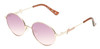 Profile View of Guess Factory GF4014 Women's Oval Full Rim Designer Sunglasses in Rose Gold/Violet Purple Mirror Gradient 50mm