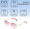 Dimensions and Measurements Illustration of Guess Factory GF4014 Women's Oval Full Rim Designer Sunglasses in Rose Gold/Violet Purple Mirror Gradient 50mm