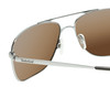 Close Up View of Timberland TB7202 Unisex Pilot Full Rim Designer Sunglasses in Shiny Gunmetal Silver/Brown Polarized 62mm