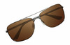 Top View of Timberland TB7202 Unisex Pilot Full Rim Designer Sunglasses in Shiny Gunmetal Silver/Brown Polarized 62mm