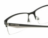 Close Up View of Harley-Davidson HD0766 Designer Bi-Focal Prescription Rx Eyeglasses in Shiny Black Unisex Rectangular Semi-Rimless Stainless Steel 57 mm