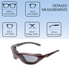Dimensions and Measurements Illustration of Wiley X Rx Airrage Climate Control Sport Sunglass in Metallic Plum Purple