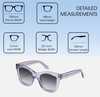 Dimensions and Measurements Illustration of QUAY Australia After Hours Womens CatEye Blue Light Glasses Sweet Pea Lilac 51mm