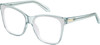 Profile View of QUAY Australia After Party Designer Single Vision Prescription Rx Eyeglasses in Clear Aqua Blue Ladies Square Full Rim Acetate 66 mm
