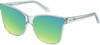 Profile View of QUAY After Party Women Square Polarized Sunglasses Clear Aqua Blue 66mm 10 OPTIONS with Custom Cut Polarized Green Mirror Lenses