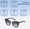Dimensions and Measurements Illustration of QUAY Australia All Talk Designer Reading Glasses Gloss Black Cat Eye 58mm