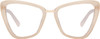 Front View of QUAY Australia All Talk Designer Reading Eye Glasses in Bone White Ladies Cat Eye Full Rim Acetate 58 mm