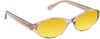 Profile View of QUAY Australia Aura Points Oval Polarized Sunglasses in Brown Doe 55mm 10 OPTIONS with Custom Cut Polarized Gold Mirror Lenses