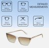 Dimensions and Measurements Illustration of QUAY Bad Habit Women's Cat Eye Polarized Sunglasses Clear 65mm CHOOSE LENS COLOR