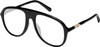 Profile View of QUAY Australia Chart Topper Designer Blue Light Blocking Eyeglasses in Gloss Black Mens Pilot Full Rim Acetate 57 mm