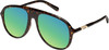 Profile View of QUAY Chart Topper Mens Pilot Polarized Sunglasses Brown Tortoise 57 mm 10 OPTIONS with Custom Cut Polarized Green Mirror Lenses