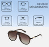 Dimensions and Measurements Illustration of QUAY Chart Topper Mens Pilot Polarized BI-FOCAL Sunglasses in Dark Brown Tortoise 57mm