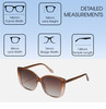 Dimensions and Measurements Illustration of QUAY Ever After Women's Cat Eye Polarized BI-FOCAL Sunglasses in Brown Doe 58 mm