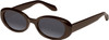Profile View of QUAY Australia Felt Cute Designer Polarized Sunglasses with Custom Cut Smoke Grey Lenses in Chocolate Brown Ladies Round Full Rim Acetate 52 mm