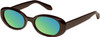 Profile View of QUAY Felt Cute Women's Round Polarized Sunglasses Chocolate Brown 52mm 10 OPTIONS with Custom Cut Polarized Green Mirror Lenses