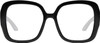Front View of QUAY Australia Full Glam Designer Reading Eye Glasses in Gloss Black Ladies Square Full Rim Acetate 56 mm