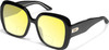 Profile View of QUAY Australia Full Glam Designer Polarized Reading Sunglasses with Custom Cut Powered Sun Flower Yellow Lenses in Gloss Black Ladies Square Full Rim Acetate 56 mm