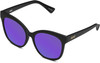 Profile View of QUAY It's My Way Women's Designer Cat Eye Polarized Sunglasses Matte Black 59 mm with Custom Cut Polarized Purple Mirror Lenses