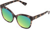 Profile View of QUAY It's My Way Women Cat Eye Polarized Sunglasses Black Tortoise 59mm 10 OPTIONS with Custom Cut Polarized Green Mirror Lenses
