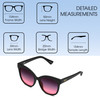 Dimensions and Measurements Illustration of QUAY Australia It's My Way CatEye Sunglasses in Matte Black/Black Pink Fade 59mm