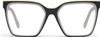 Front View of QUAY Australia Level Up Designer Reading Eye Glasses in Matte Black Ladies Square Full Rim Acetate 60 mm