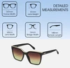 Dimensions and Measurements Illustration of QUAY Level Up Women's Square Polarized BI-FOCAL Sunglasses in Matte Black 60 mm