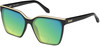 Profile View of QUAY Australia Level Up Designer Polarized Reading Sunglasses with Custom Cut Powered Green Mirror Lenses in Matte Black Ladies Square Full Rim Acetate 60 mm